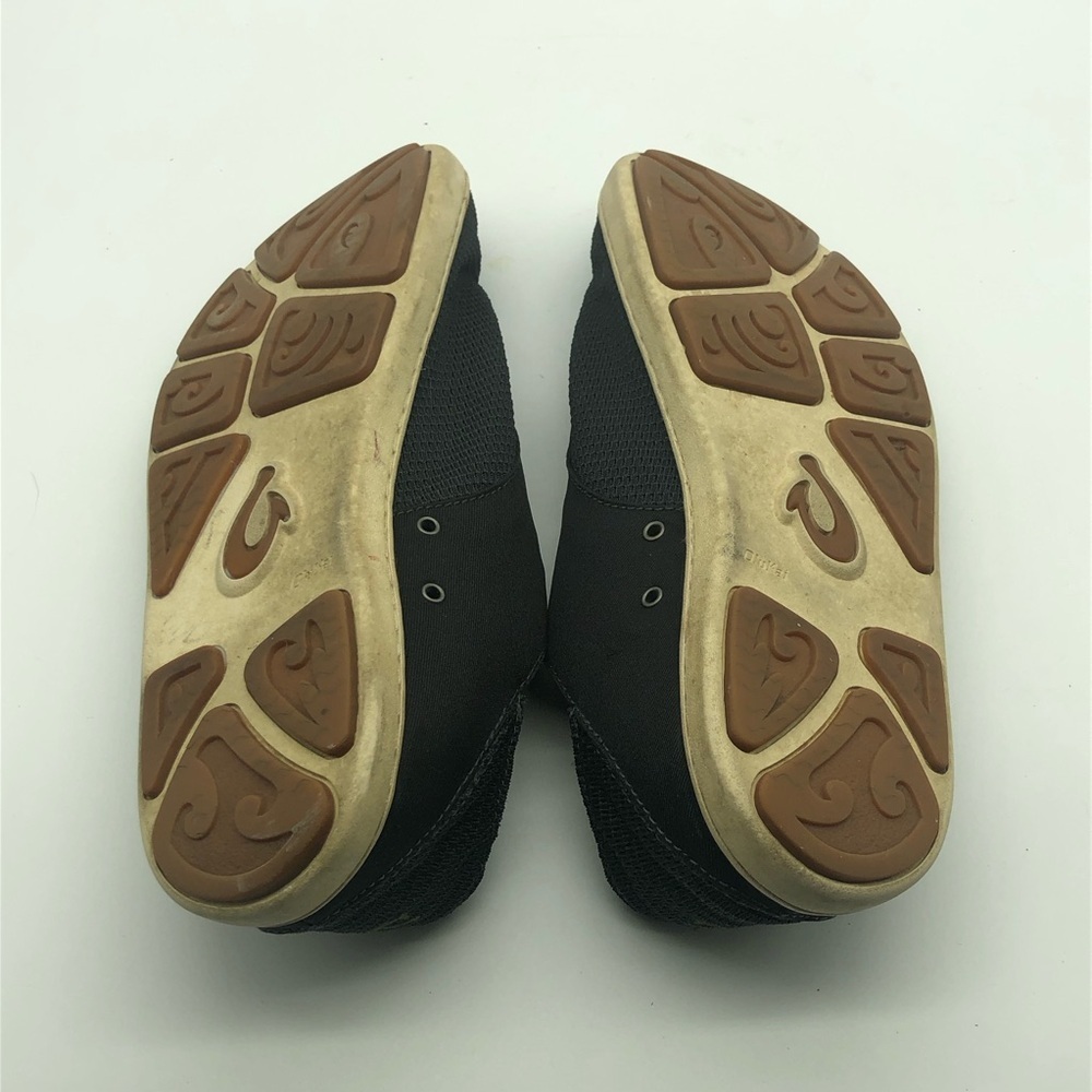 OluKai Black Canvas Lace-Up Slip-On Loafers with Tan Sole - Picture 7 of 7